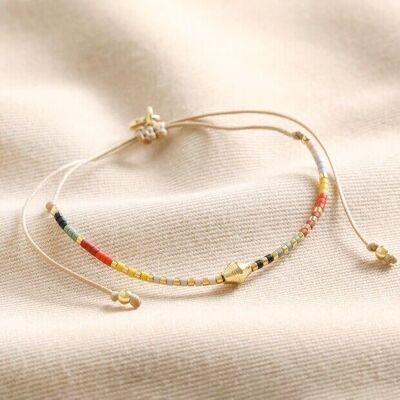Bracelet de cheville en cordon de perles Miyuki multicolore en or