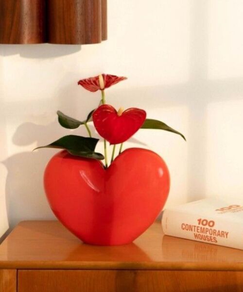 Vase coeur rouge