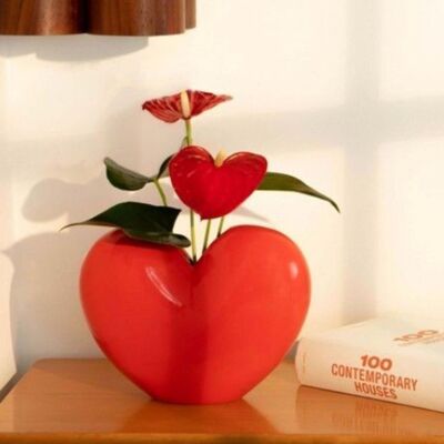 Red heart vase