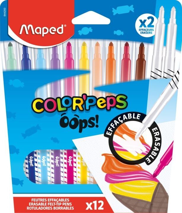 OOPS PENNARELLI CANCELLABILI COLOR'PEPS X12 SCATOLA DI CARTONE