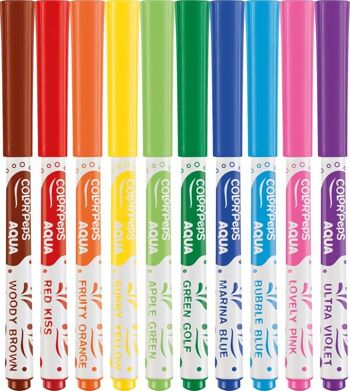 FEUTRES AQUA COLORPEPS X10 + 1 PINCEAU BTE CARTON 2