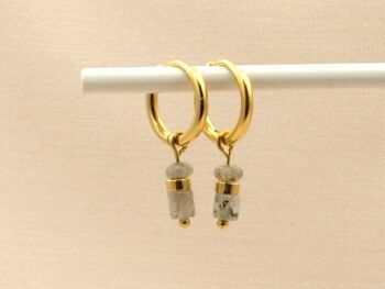 Boucles d'oreilles Iris labradorite, acier inoxydable argenté ou doré 1