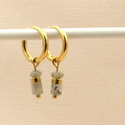 Earrings Iris labradorite, silver or gold stainless steel