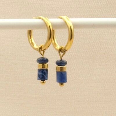 Earrings Iris sodalite, silver or gold stainless steel