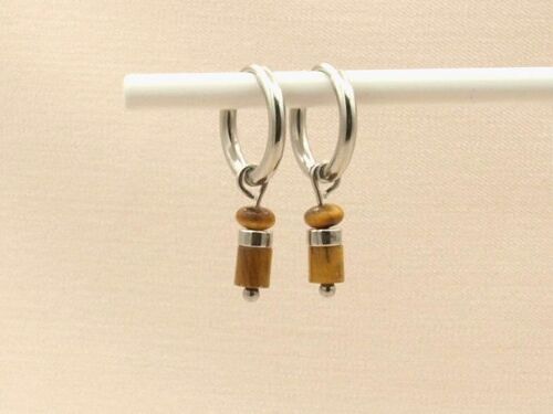 Earrings Iris tiger's eye, silver or gold stainless steel