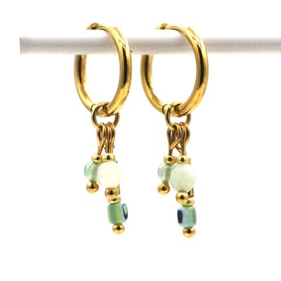 Earrings Fira amazonite and aventurine, silver or gold stainless steel