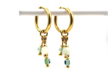 Boucles d'oreilles Fira amazonite et aventurine, acier inoxydable argenté ou doré 1