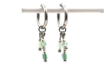 Boucles d'oreilles Fira amazonite et aventurine, acier inoxydable argenté ou doré 2