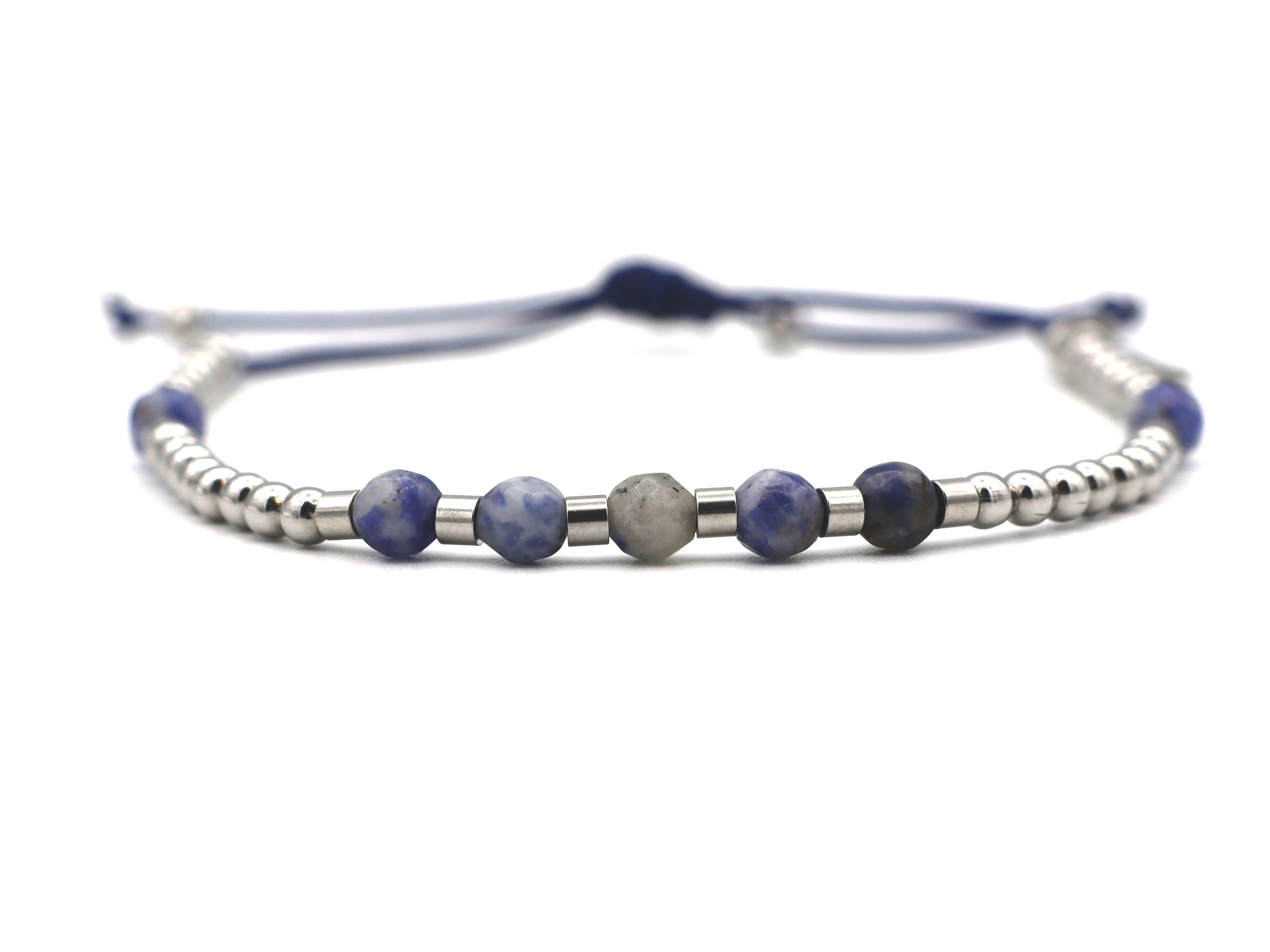 Bracciale Shi Lima in sodalite e acciaio inossidabile