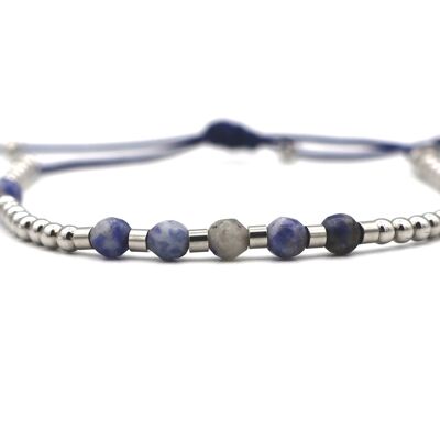 Bracelet Shi Lima sodalite and stainless steel