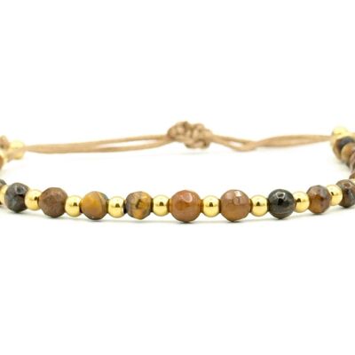 Bracelet Shi tigers eye and stainless steel