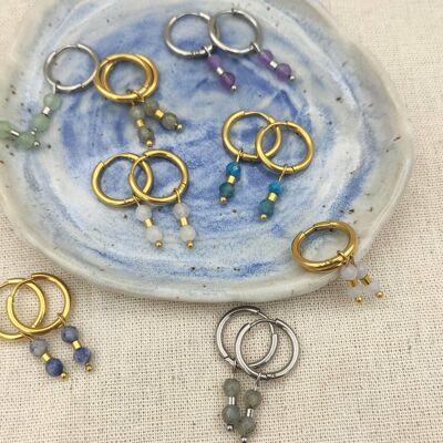 Ohrringe aus Indah-Naturstein, Edelstahl in Silber oder Gold