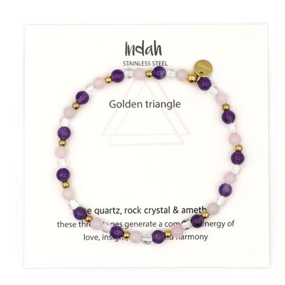 Bracciale in pietra naturale, triangolo dorato, argento e oro