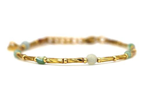 Bracelet Fira amazonite and aventurine, silver or gold stainless steel