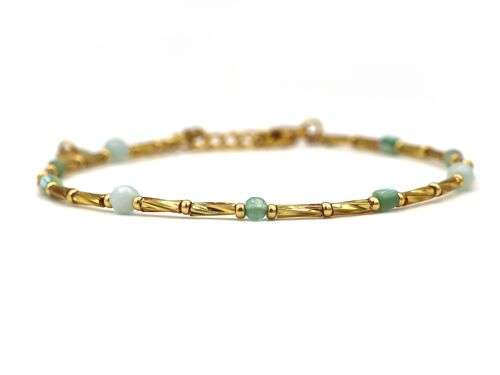 Anklet Fira amazonite and aventurine, silver or gold stainless steel