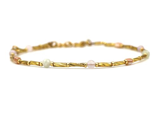 Anklet Fira morganite and amethyst, silver or gold stainless steel