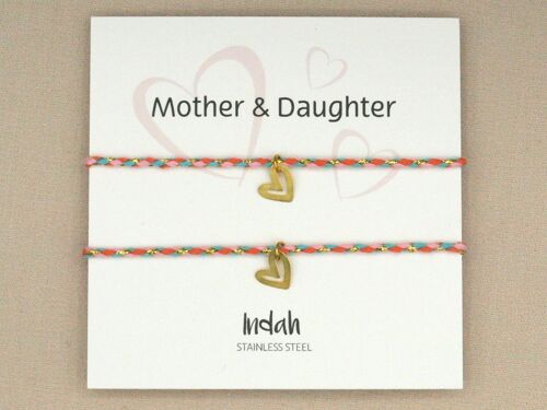 Mother and daughter bracelet set multi color, stainless steel gold