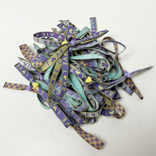 Summery adjustable ribbon bracelets mix purple turquoise | festival bracelets
