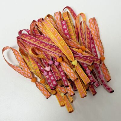 Braccialetti estivi regolabili a nastro mix arancione rosa | braccialetti del festival