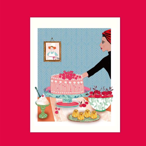 Küchen Kunst, hochwertiger Posterdruck "Kuchen, Torten, Patisserie" Print Größe 21 x 25 cm