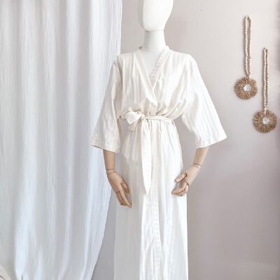 Stripe viscose kimono / ivory