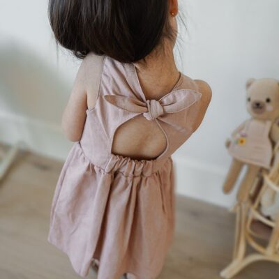 Vestido de bebé Arabella / lino - rosa vintage