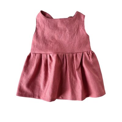 Vestido de bebé Arabella / lino - arcilla rosa