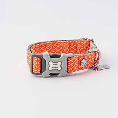 Collier pour chien en tissu - Orange géométrique