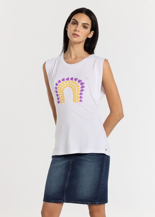LOIS JEANS -T-Shirt top short sleeve heart sequins