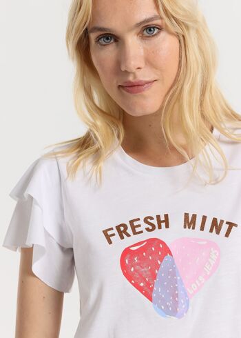 LOIS JEANS -T-Shirt manches courtes forme coeur fruits graphique Menthe Fraîche 3