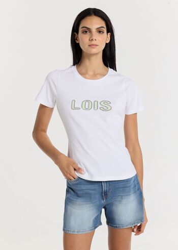 LOIS JEANS -T-Shirt manches courtes perles & diamants Logo 1