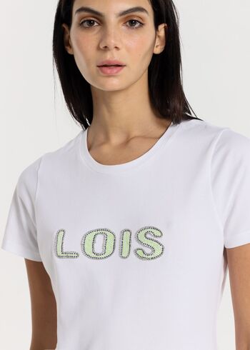 LOIS JEANS -T-Shirt manches courtes perles & diamants Logo 2