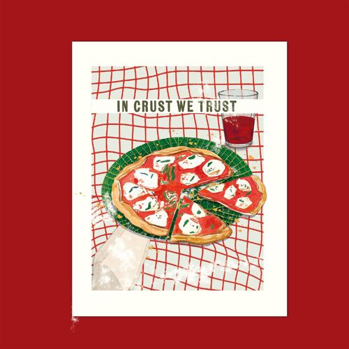 Küchen Kunst, hochwertiger Posterdruck "Pizza, Pizza" Print Größe 21 x 25 cm
