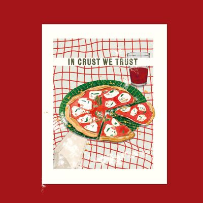 Póster artístico de cocina de alta calidad "Pizza, Pizza", tamaño de impresión 21 x 25 cm