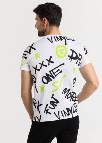 SIX VALVES -T-shirt manches courtes Col Rond All-Over Print Graffiti 3