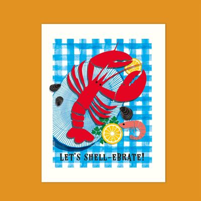 Küchen Kunst, hochwertiger Posterdruck "Seafood - Meeresfrühte" Print Größe 21 x 25 cm