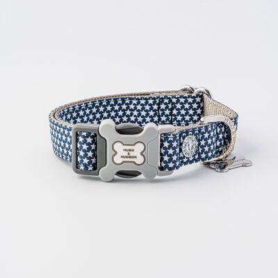 Collar para perro de tela - Estrella azul marino