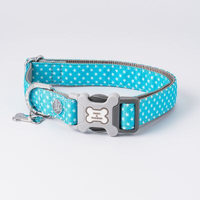 Fabric Dog Collar - Turquoise Star