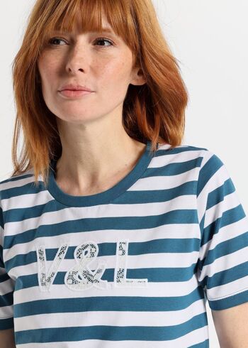 V&LUCCHINO - T-shirt manches courtes rayures horizontales Dentelle Logo 3