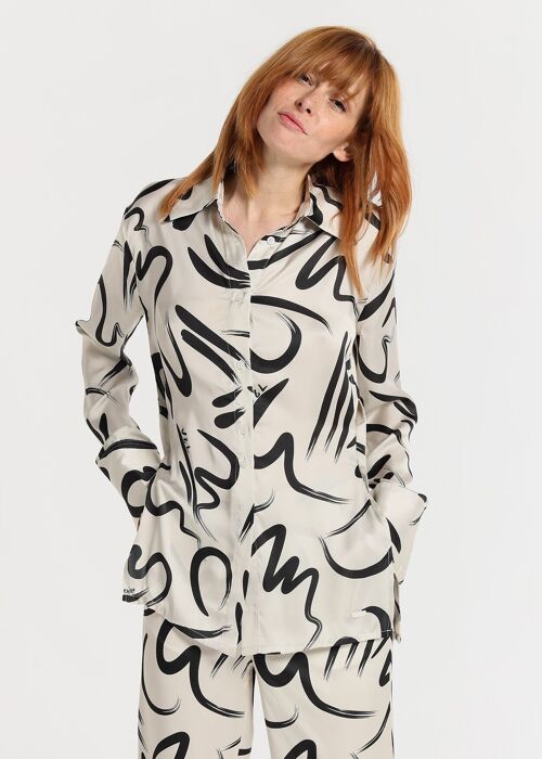 V&LUCCHINO - Blouse long sleeves side slits All-Over Print