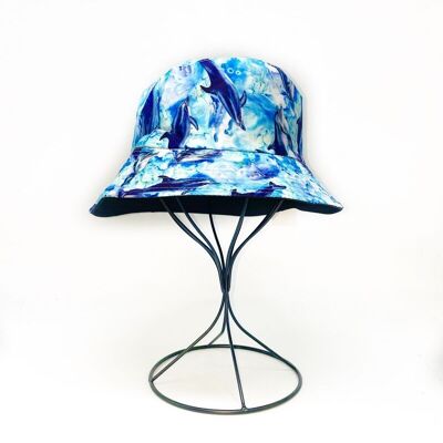 Cappello da pescatore reversibile con stampa delfini