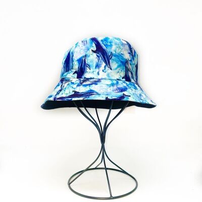 Reversible dolphin print bucket hat