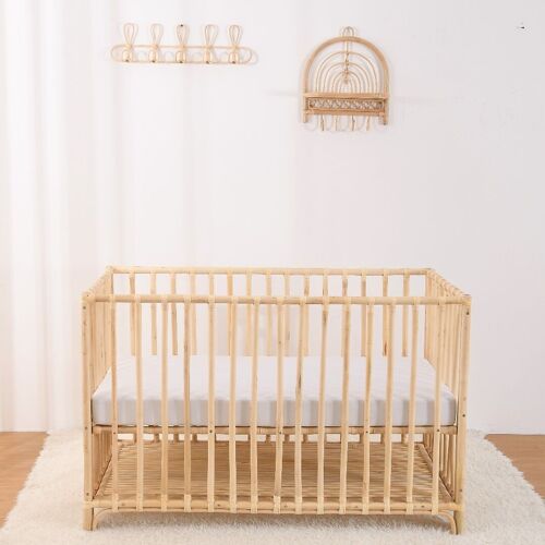 Lit bébé 70x140 évolutif cododo en rotin naturel