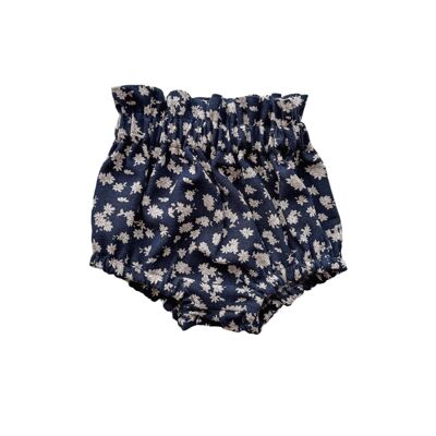 Bloomers para bebé / lino - flores diminutas - azul marino