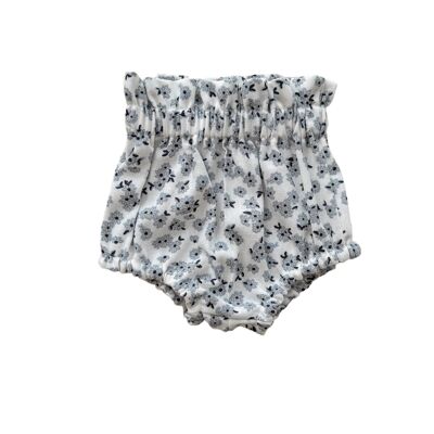 Baby bloomers / linen - tiny flowers - ivory + light blue