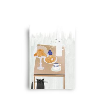 carte postale 'café et croissants' 1