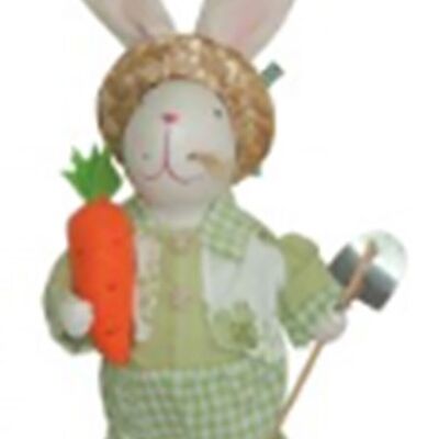 "LAPIN" EN CÉRAMIQUE AVEC VÊTEMENTS EN TISSU DIMENSION : 27 cm KK-932A