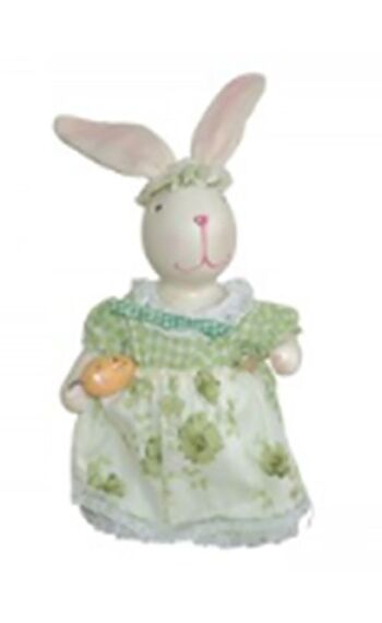 "LAPIN" EN CÉRAMIQUE AVEC VÊTEMENTS EN TISSU DIMENSION : 27 cm KK-932B