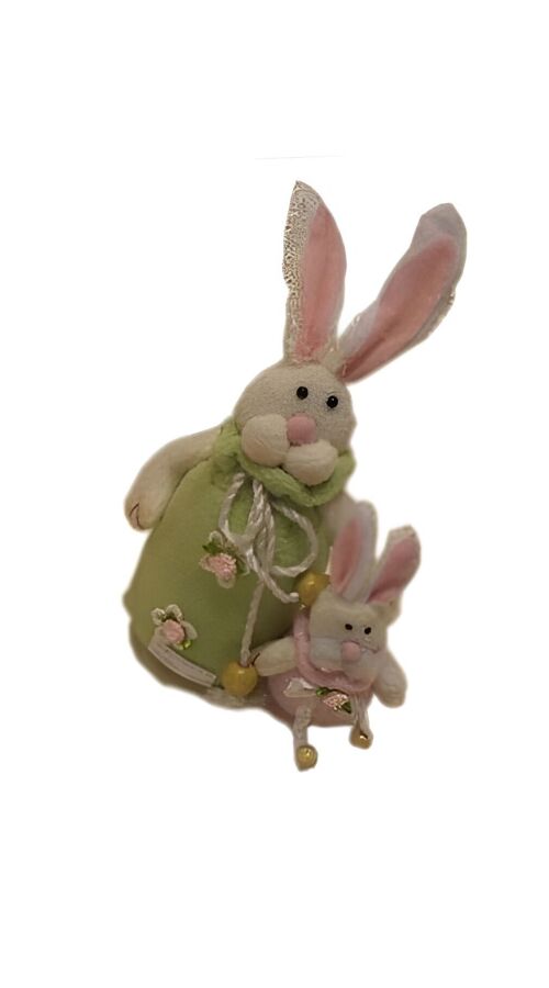 STUFFED "RABBIT" WITH FABRIC CLOTHES DIMENSION: 18cm KK-937C