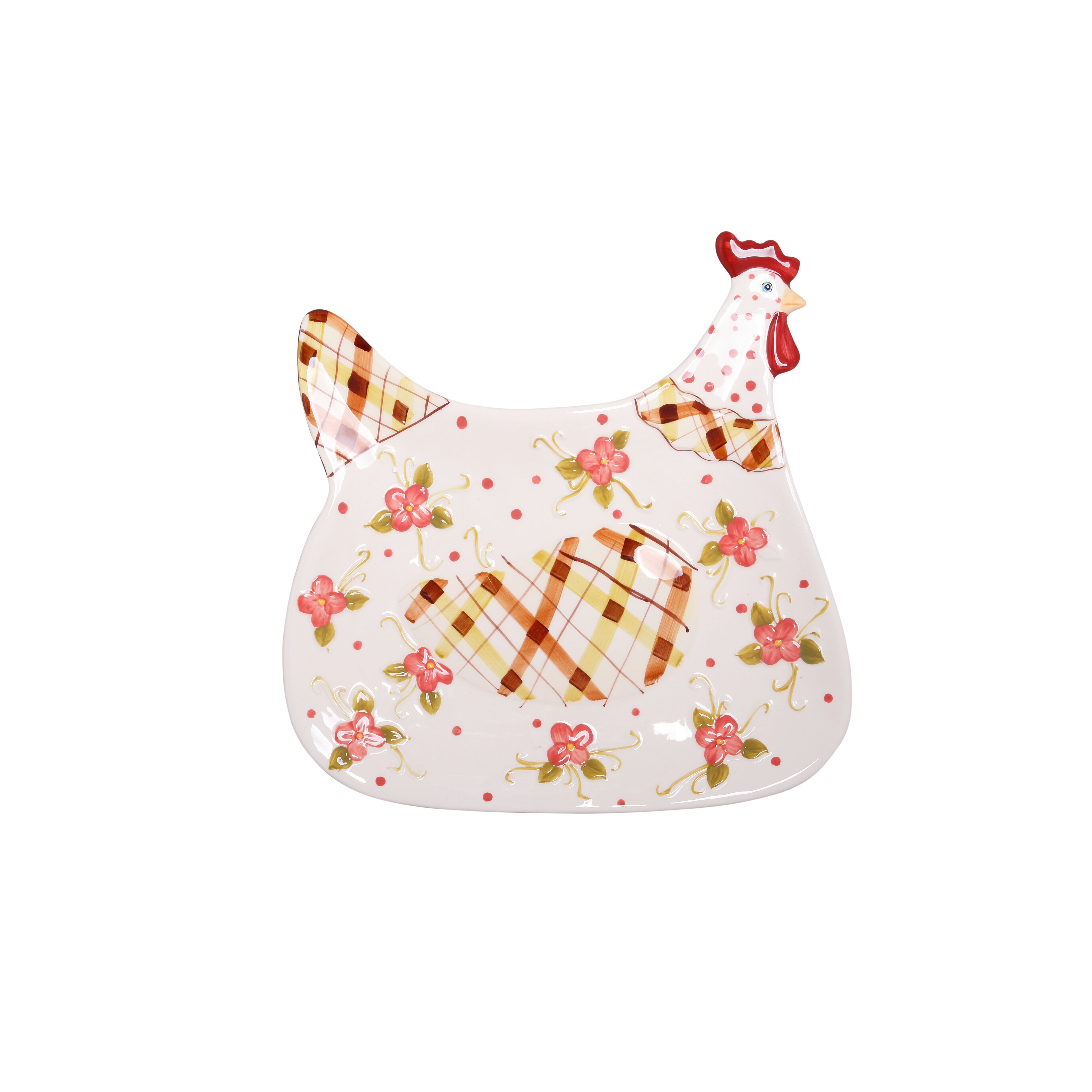 PLATEAU EN CÉRAMIQUE "POULET" DIMENSION: 28x28x3cm MM-476